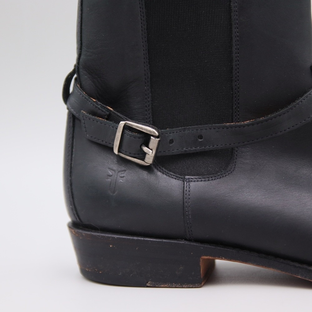 Frye Leather Chelsea Boots Size 10M Black Leather Buckle Strap Ankle Booties - Picture 2 of 9